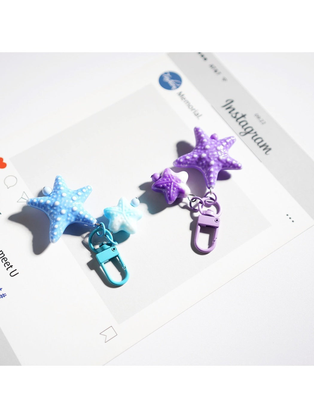 Keypus - Fun Solid Color Starfish Design Keychain