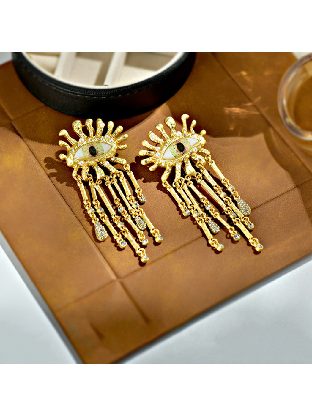 Earedge - Retro Eye Shaped Tassel Earrings