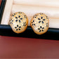 Earedge - Textured Oval Flower Alloy Stud Earrings
