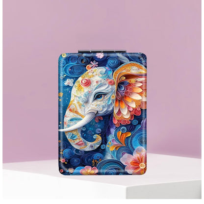 Mirroray - Foldable Elephant Print Handheld Makeup Mirror