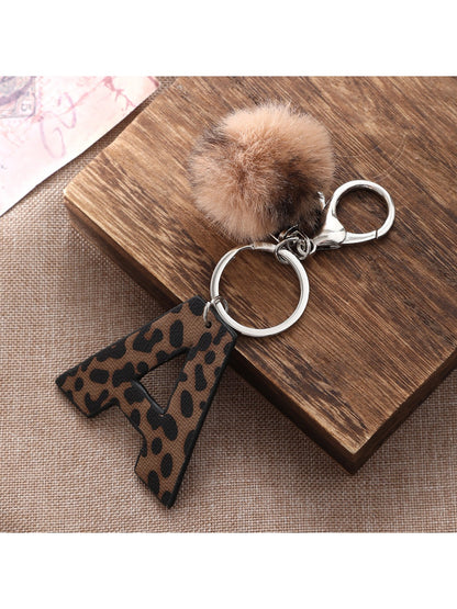 Keypus - Leopard Print Oil-Edged Letter Keychain