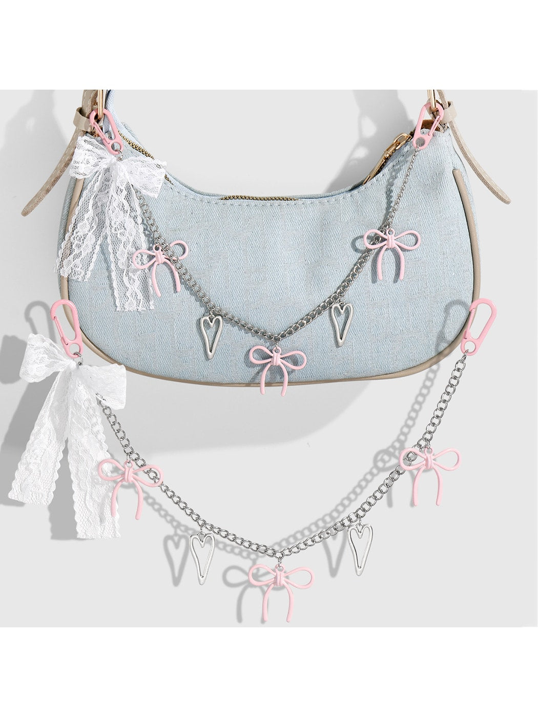 Keypus - Y2K Bow Heart Star Lace Bag Charm Keychain