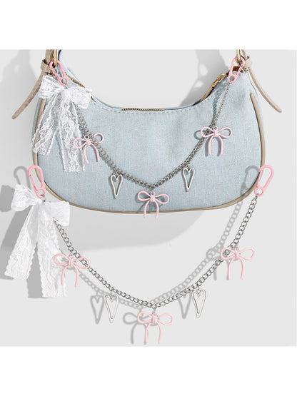 Keypus - Y2K Bow Heart Star Lace Bag Charm Keychain