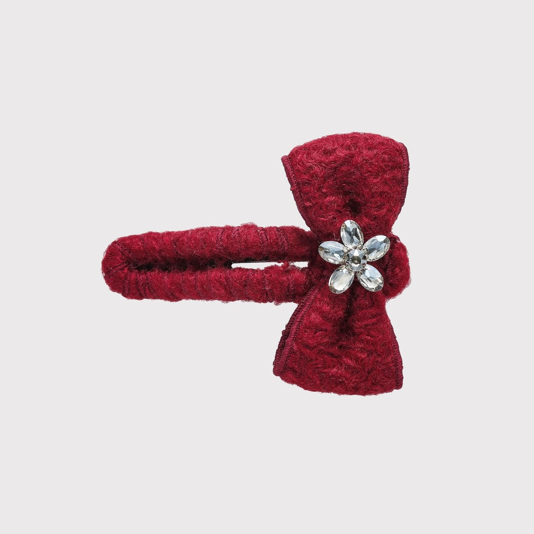 Beau - Vintage Red Wave Texture Bow Claw Clip