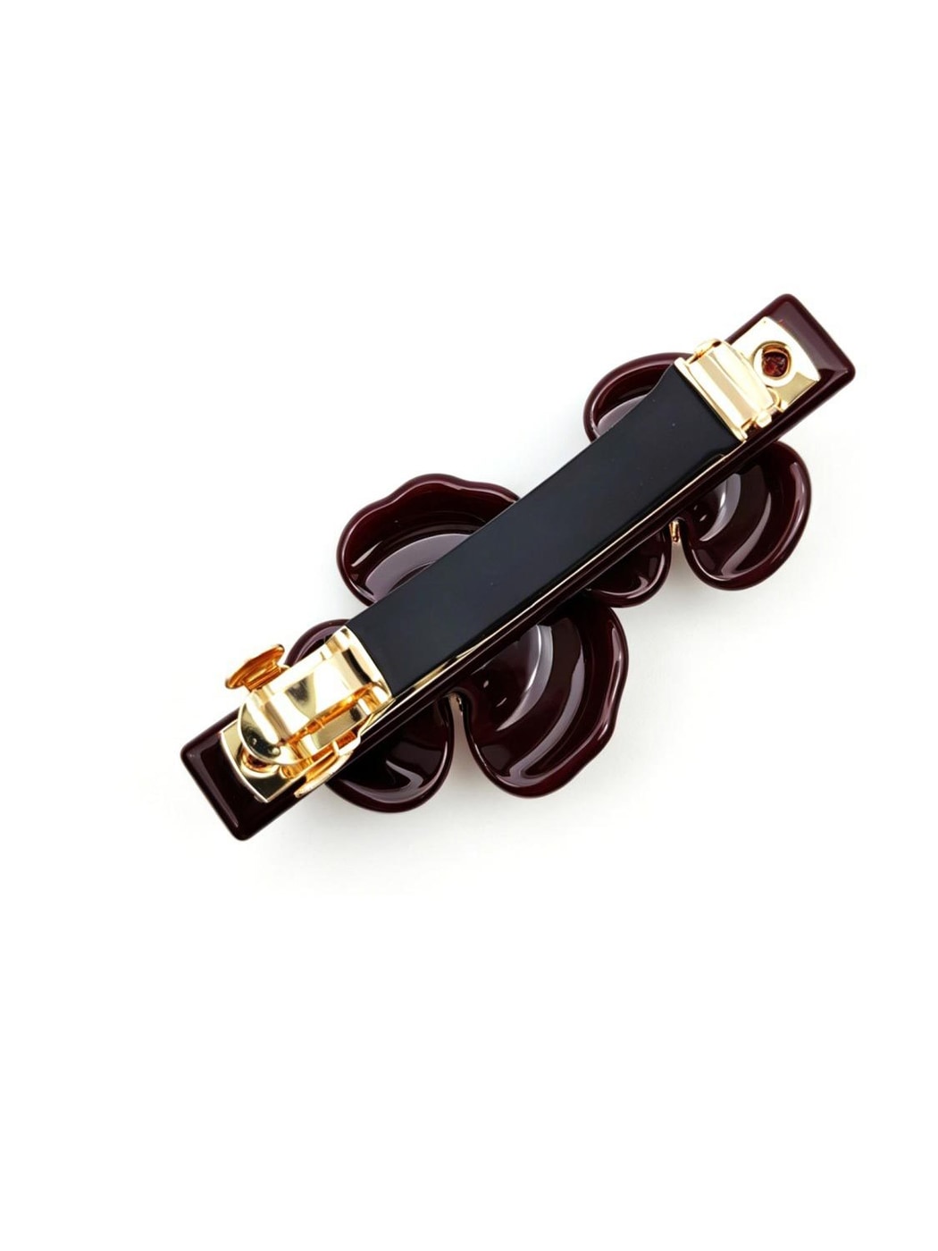 Beau - Glossy Acetate Flower Detail Alloy French Barrette