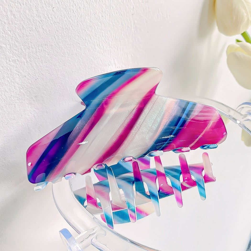 Beau - Patterned PVC Marbled Finish Claw Hair Clip
