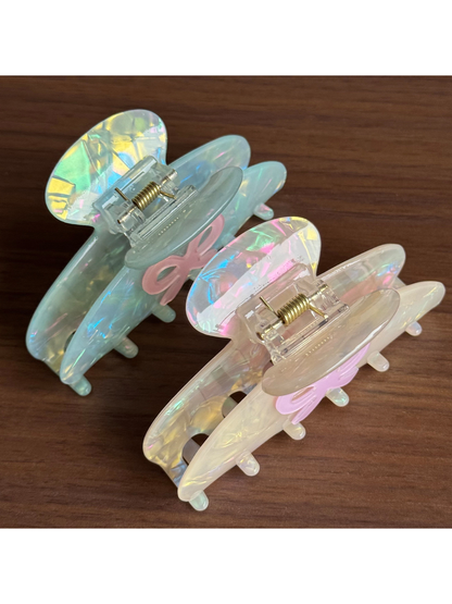 Beau - Iridescent Bow Acetate Claw Hair Clip