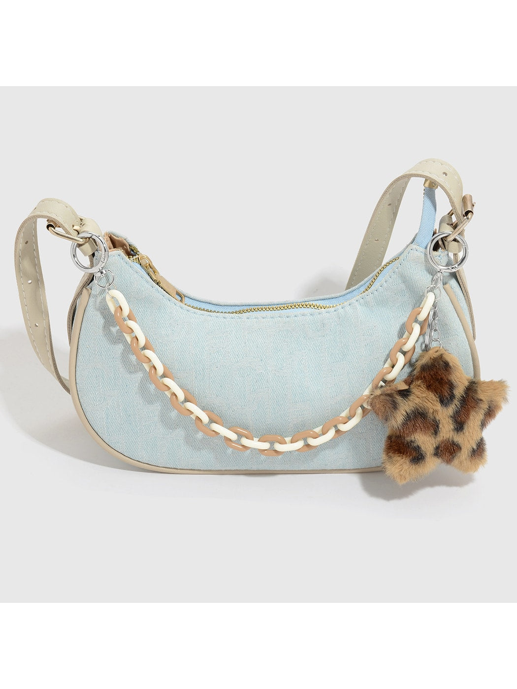 Keypus - Y2K Leopard Heart Chain Bag Charm Keychain