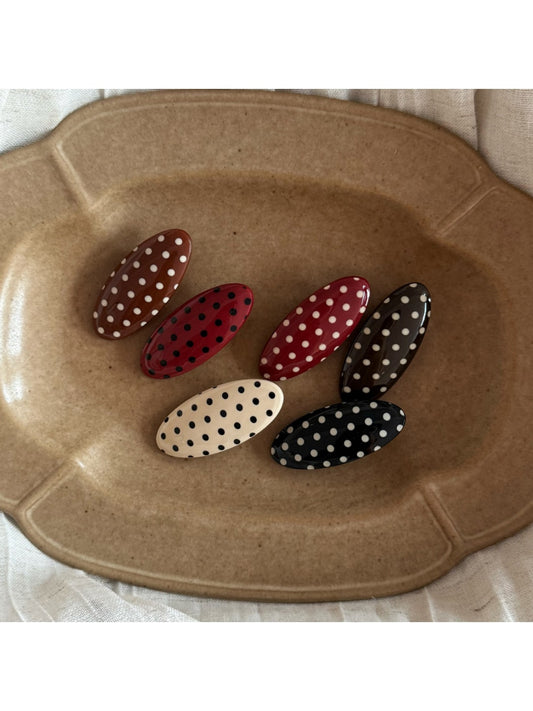 Beau - Oval Polka Dot Acetate Hair Clip
