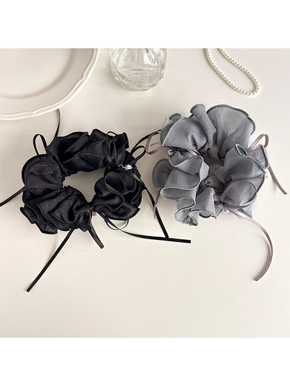 Gifty - Sweet Ruffled Bow Ribbon Ponytail Scrunchie
