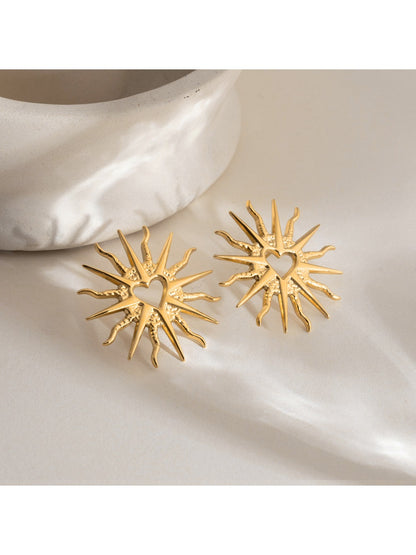 Earedge - Openwork Sunflower Stud Earrings