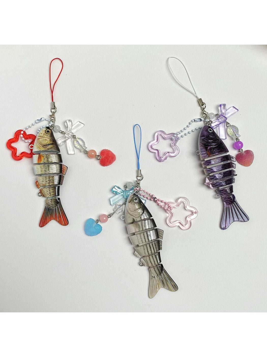 Keypus - Plastic Segmented Fish Bag Charm Keychain