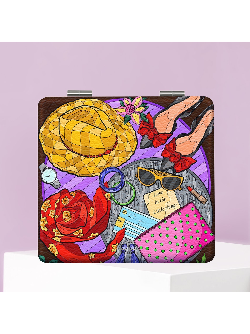 Mirroray - Holiday Theme Cartoon Print Makeup Mirror