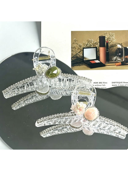 Beau - Sweet Style Floral Openwork Transparent Claw Clip