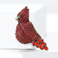Brovia - Red Bird Rhinestone Accent Brooch Pin