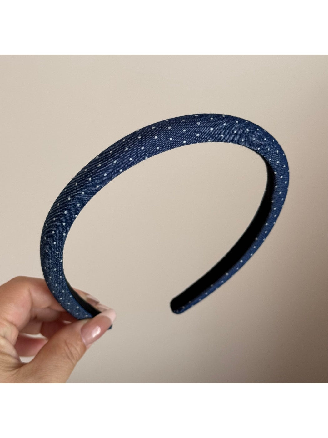Gifty - Padded Dotted Denim Look Headband