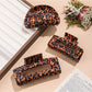 Beau - Retro Leopard Print Square Claw Clip