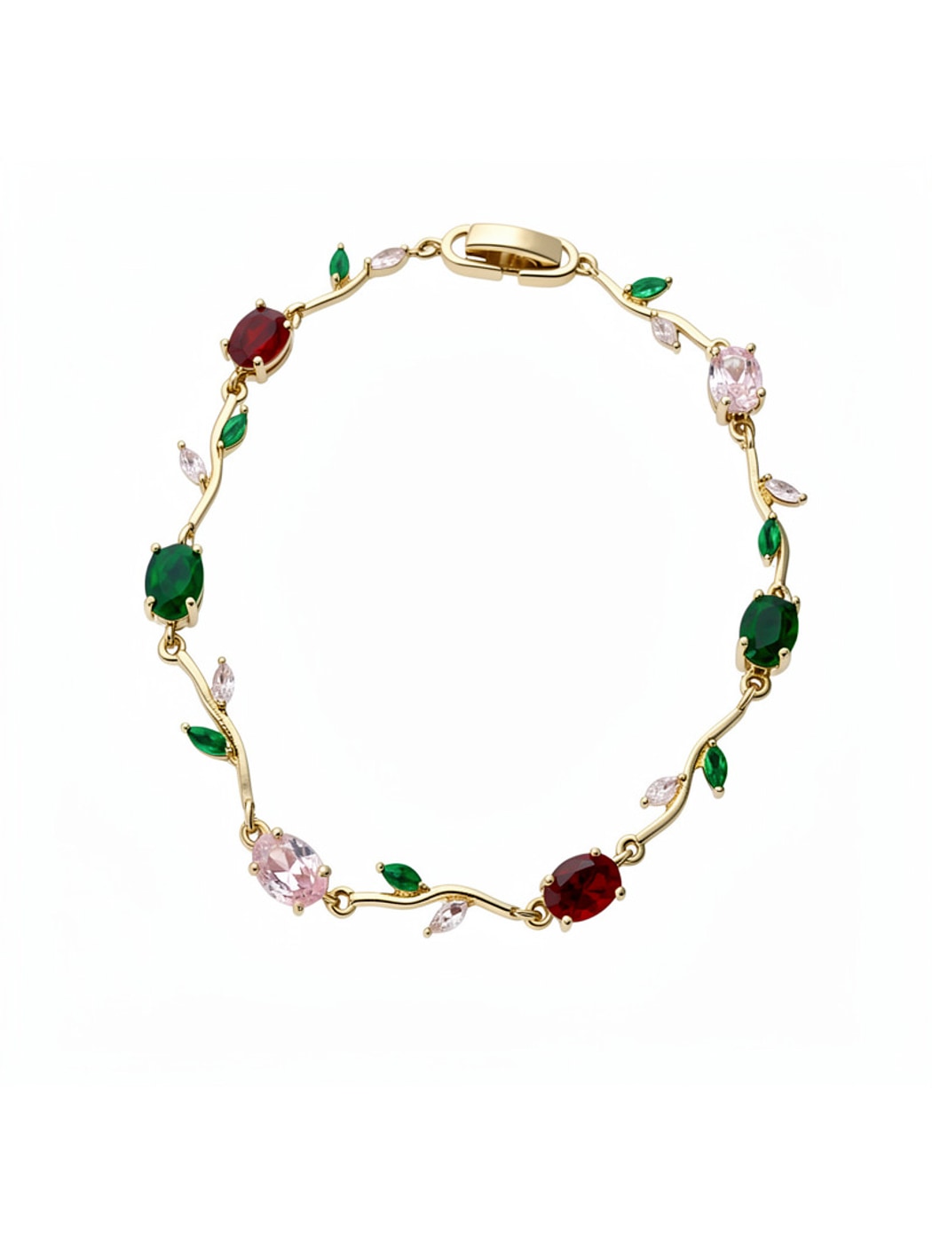 Lovra - Alloy Oval Flower Synthetic Zircon Bracelet