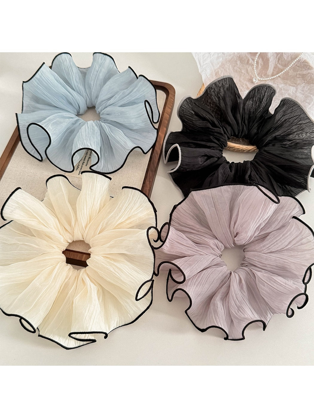 Gifty - Pleated Ruffle Edge Chiffon Scrunchie
