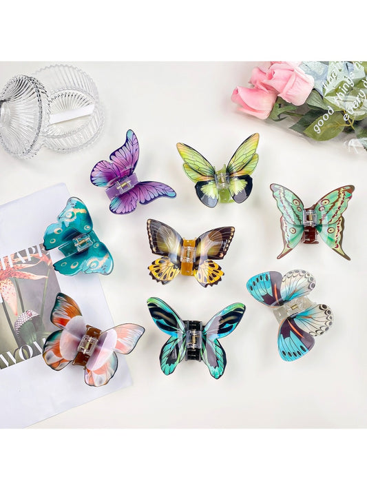 Beau butterfly shaped hair claw clip in glossy tortoiseshell pattern
