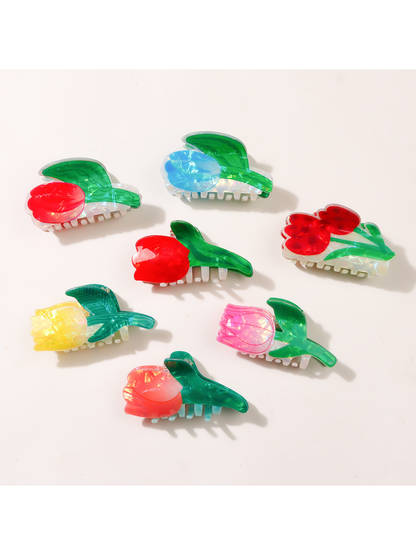 Beau - Sweet Floral Glossy PVC Hair Claw Clip