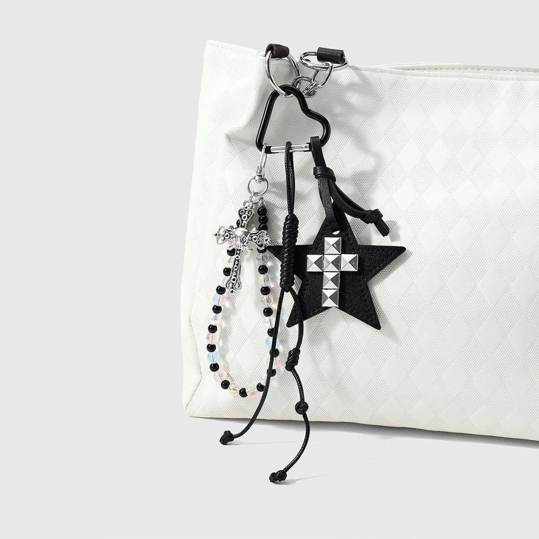 Keypus - Y2K Cross and Lace Bow Beaded Keychain