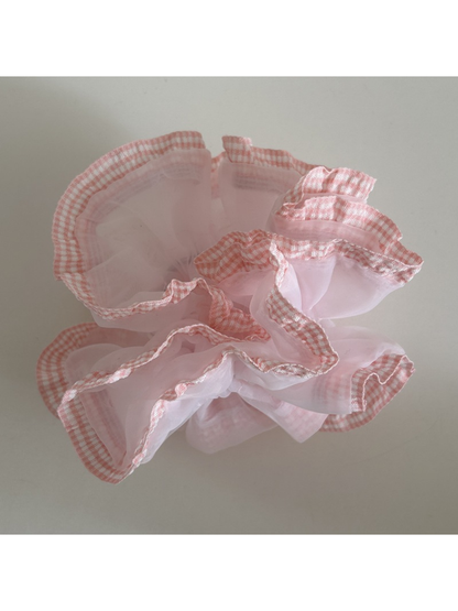 Gifty - Double Layer Lace Trim Organza Scrunchie