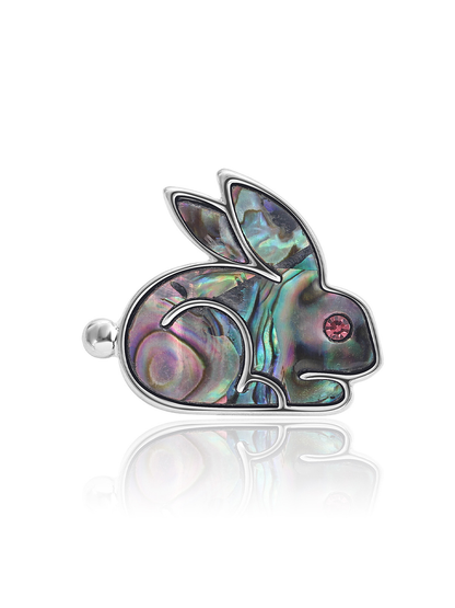 Brovia - Rhinestone Rabbit Animal Alloy Brooch Pin