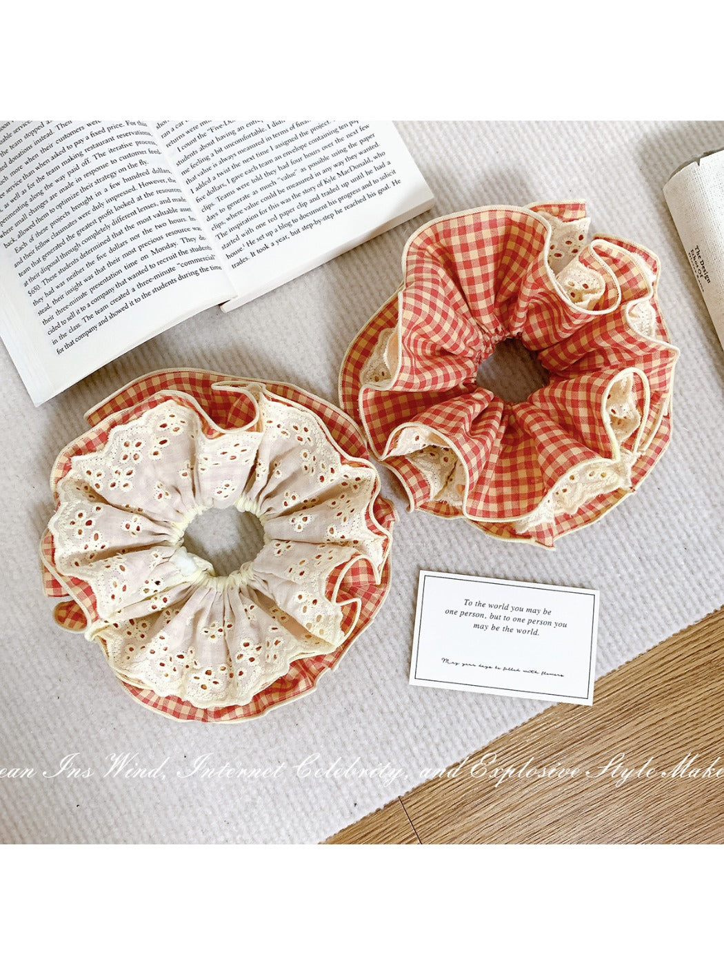 Gifty - Orange Plaid Hair Ties