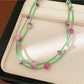 Nozari - Long Round Glass Bead Geometric Statement Necklace