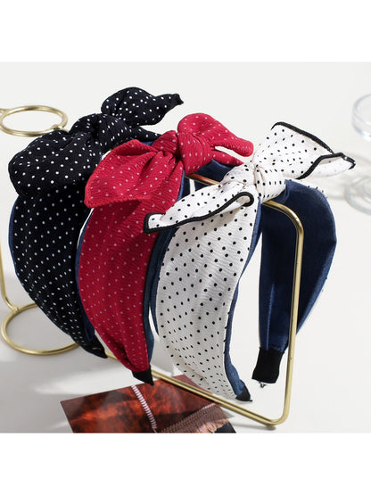 Gifty - Polka Dot Bow Wide Fabric Fashion Headband