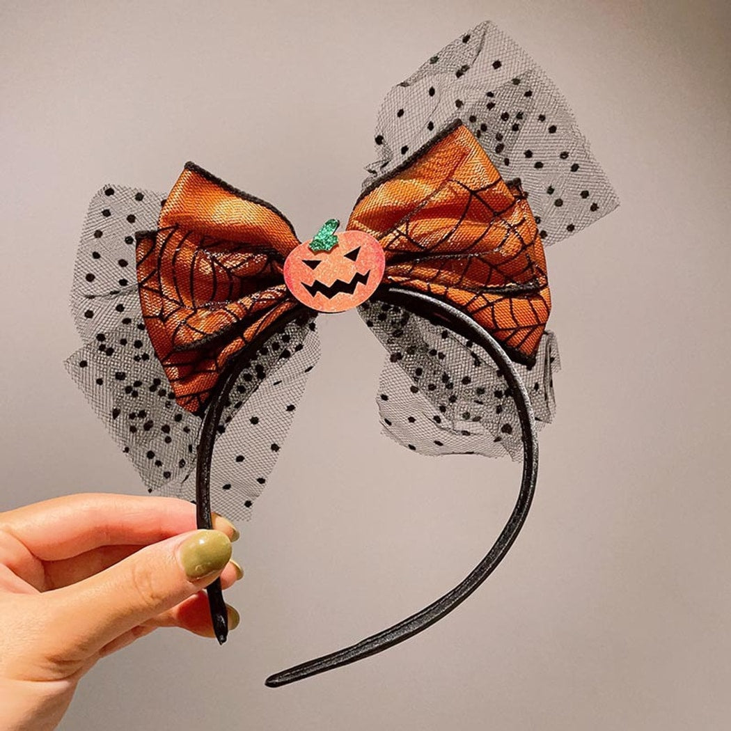Gifty - Halloween Pumpkin Bow Hat Shaped Headband