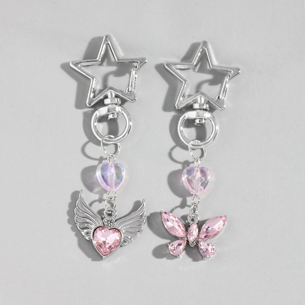 Keypus - Hollow Star and Heart Pendant Keychain