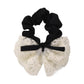 Gifty - White Lace Ribbon Bow Polyester Scrunchie