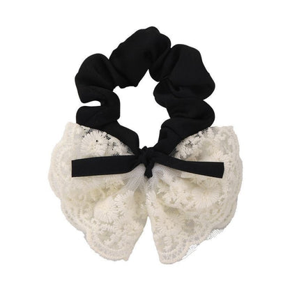 Gifty - White Lace Ribbon Bow Polyester Scrunchie