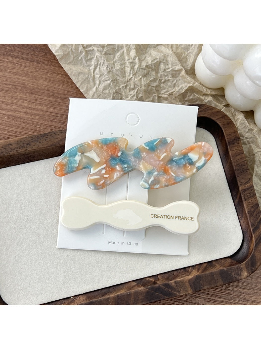 Beau - Acetate Wavy Pattern Hair Clip Set