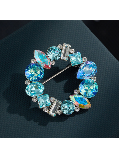 Brovia - Geometric Ring Rhinestone Detail Fashion Brooch
