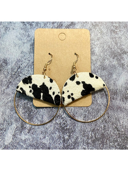 Earedge - Artificial Leather Statement Patchwork Earrings