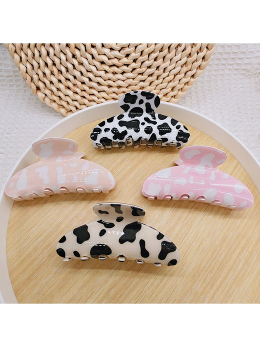 Beau leopard print claw clip on white background showing full clip design