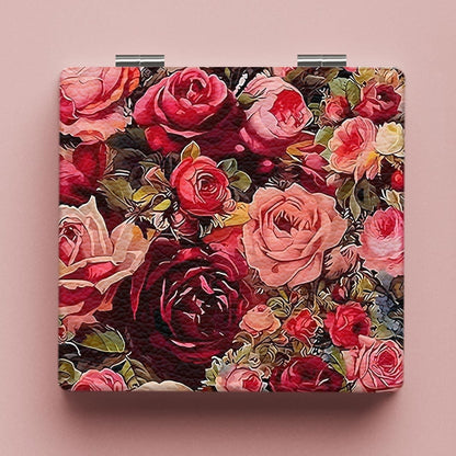 Mirroray - Decorative Flower Pattern Pocket Makeup Mirror