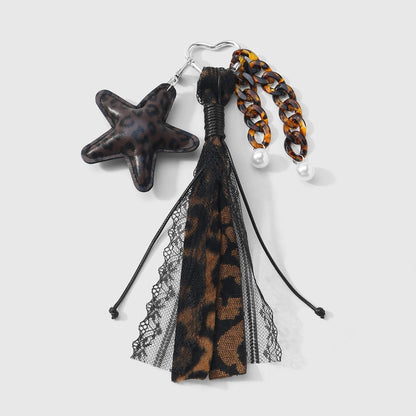 Keypus - Leopard Print Lace Star Pouch Keychain