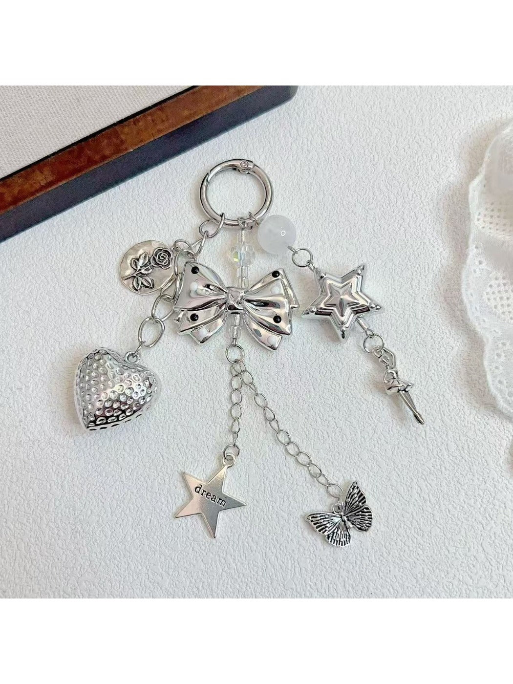 Keypus - Heart Shaped Bow Charm Keychain