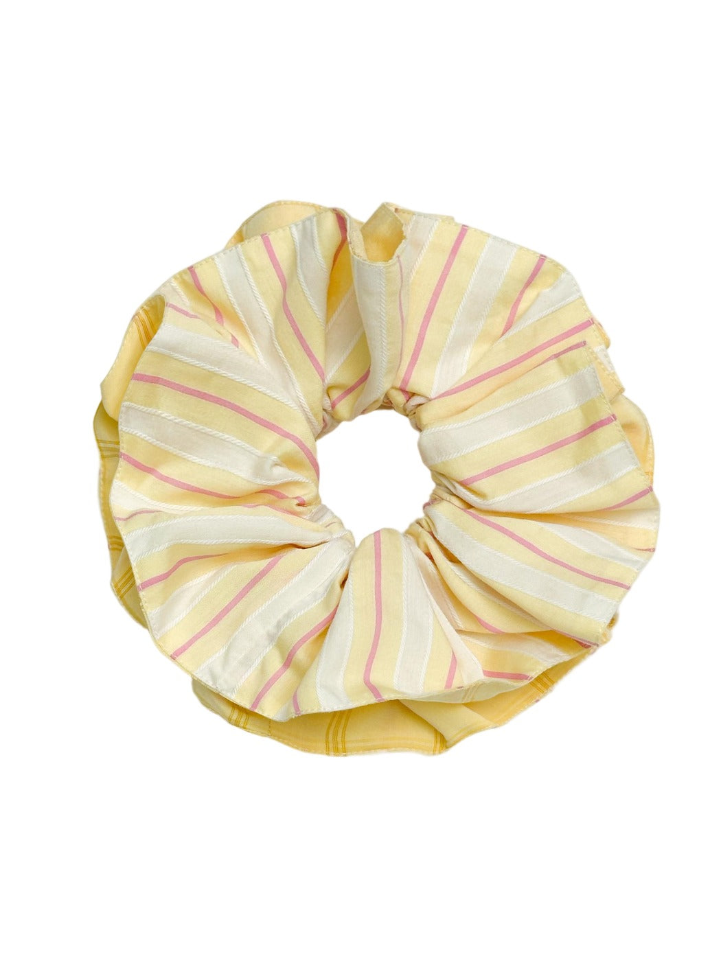 Gifty - Double Sided Pink Yellow Striped Scrunchies