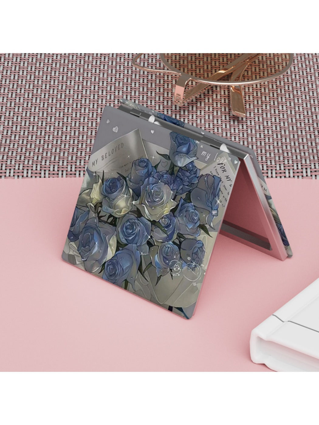 Mirroray - Aesthetic Blue Rose Pattern Vanity Mirror
