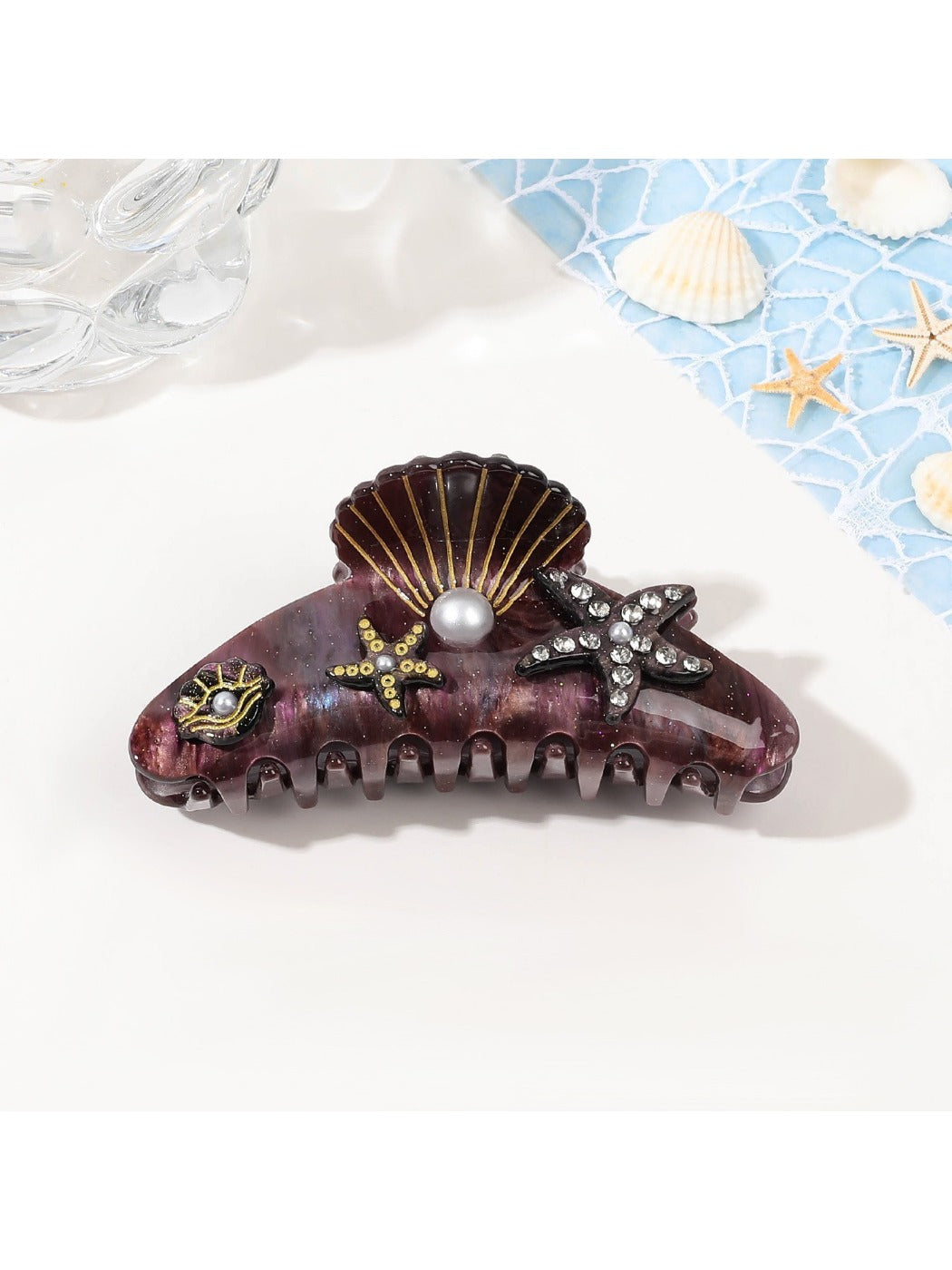 Beau - Ocean Acrylic Hair Claw with Rhinestones