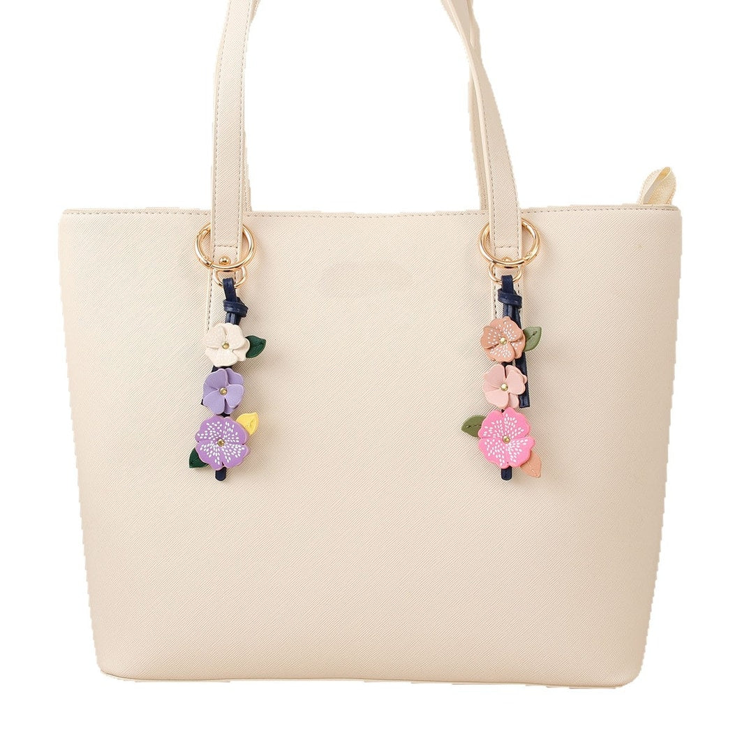Keypus - Sweet Floral PU Bag Charm Keychain