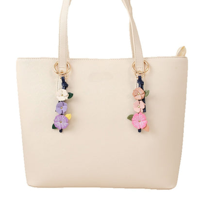 Keypus - Sweet Floral PU Bag Charm Keychain