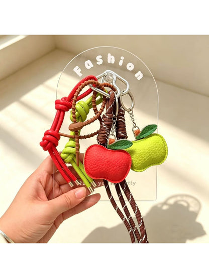 Keypus - Apple Faux Leather Woven Cord Alloy Keychain