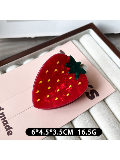 Beau - Geometric Fruit Ring Design PVC Hair Claw Clip