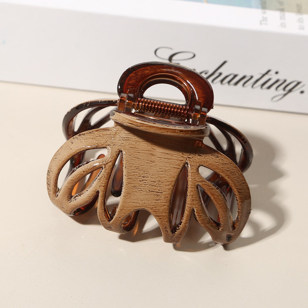 Beau - Glossy PS Curved Hollow Design Claw Clip